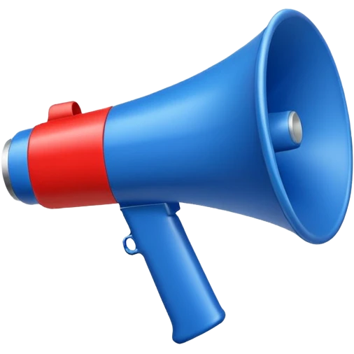 Megaphone in blue (#00A3E0) and red (#F9423A)  emoji