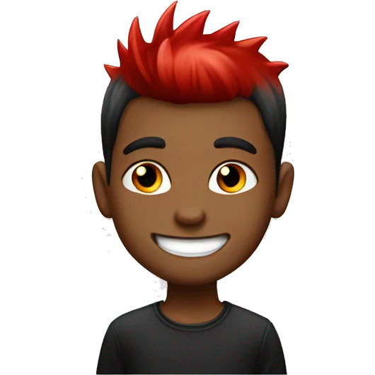kid half black half red spike hair with mischievous grin emoji
