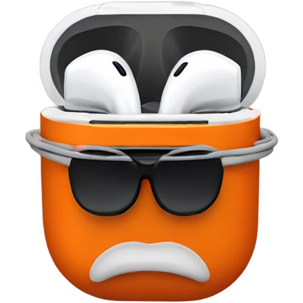 AirPod max, orange emoji