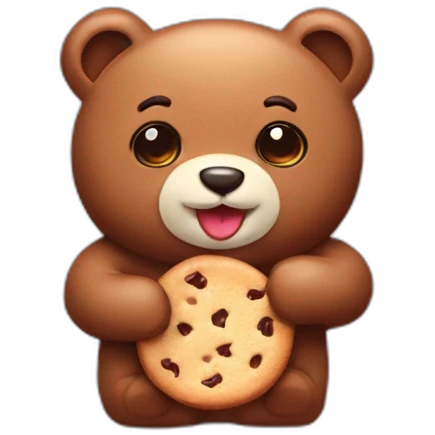 Osito de peluche comiendo galleta de chocolate  emoji