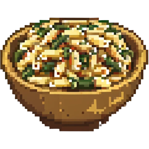 a bowl of pasta, pixel art style emoji