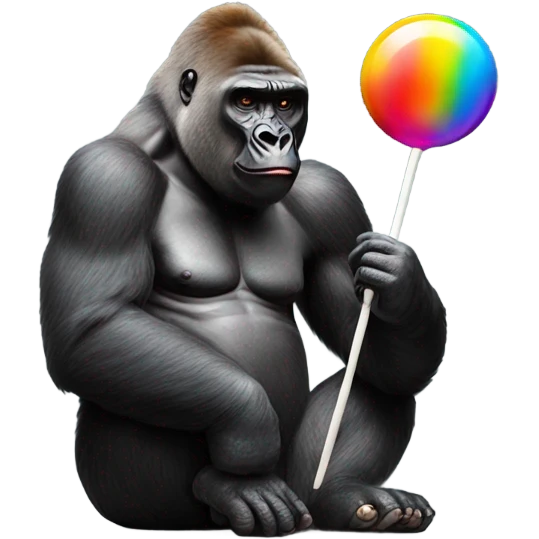 Gorilla eating lollipop  emoji