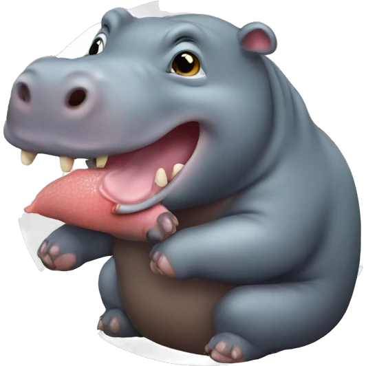 pygmy hippo biting hand emoji