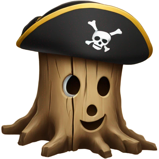 tree stump with a pirate hat emoji