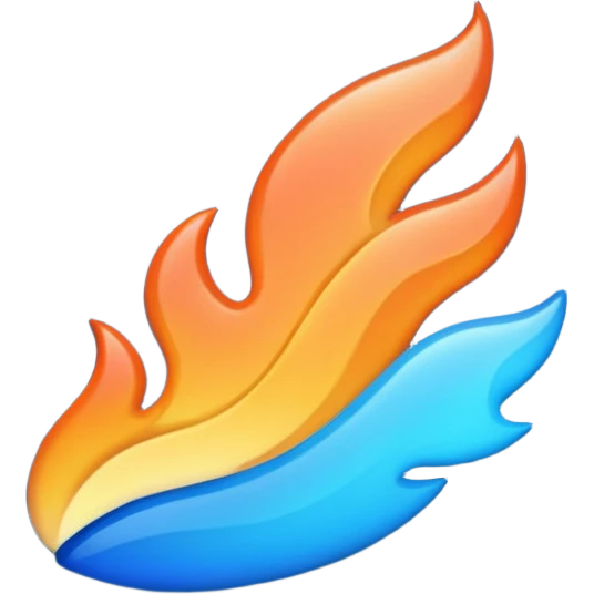fire streak emoji, playful and modern with blue to orange gradient, vibrant

 emoji