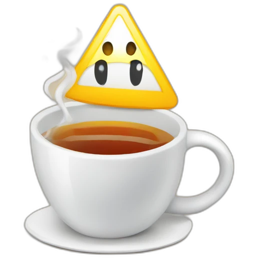 A car warning a cup emoji