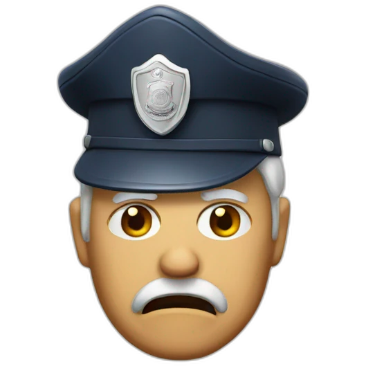 old person with police cap a bit angry emoji