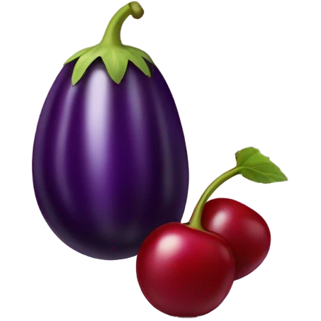 eggplant on top of cherrys emoji