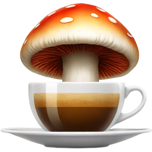 Mushroom fantasy with coffee emoji