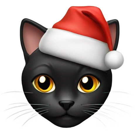 Black cat with Christmas hat emoji