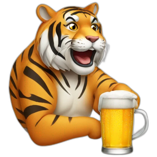 tiger drinking beer emoji