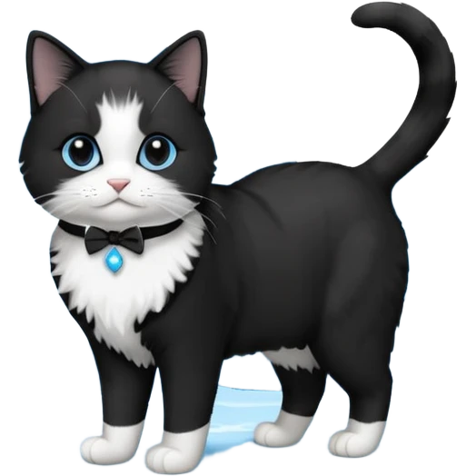 Tuxedo cat on a glacier in Alaska emoji