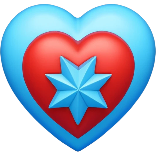 A blocky geometric red 3D heart with a glowing blue star inside emoji