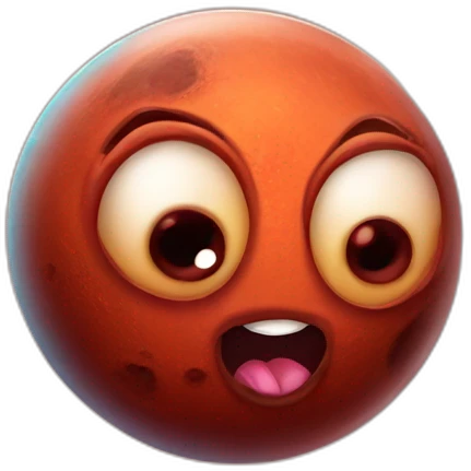planet Mars with a cartoon saluting spider face emoji