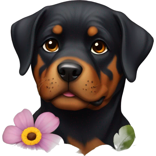 Rottweiler with a flower  emoji
