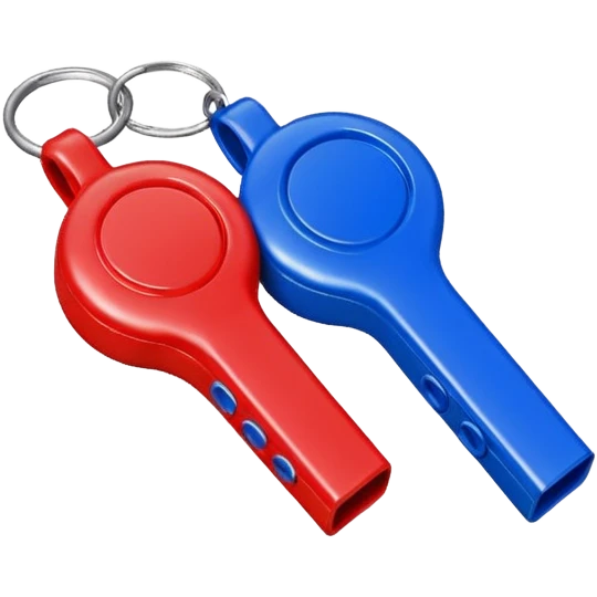 Soccer whistle in blue (#00A3E0) and red (#F9423A)  emoji