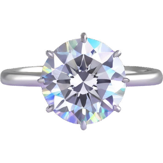 round cut white diamond in a silver jewelry setting, subtle holographic glow emoji