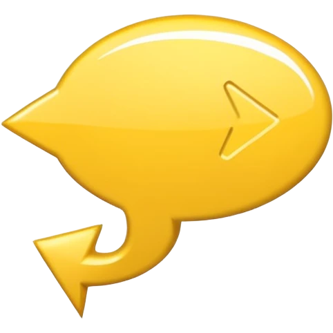 a yellow speech bubble but instead of a normal tail it’s a pointing arrow instead, not 3d, cartoony style emoji