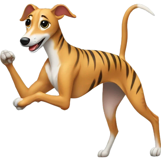 Fawn tiger greyhound dancing emoji