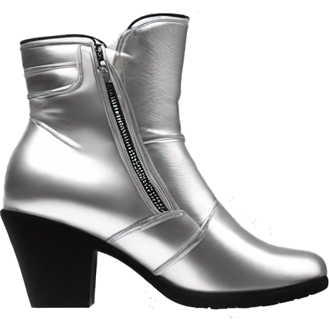 Realistic isolated pair of silver front view silver zip up ankle bootie boots. emoji