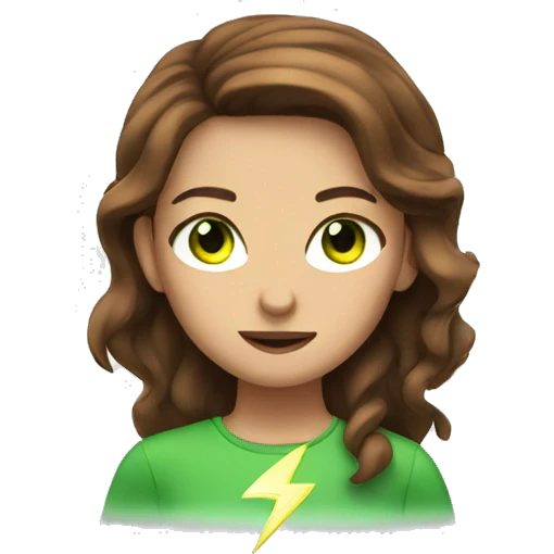 lightning girl with brown hair and green eyes  emoji