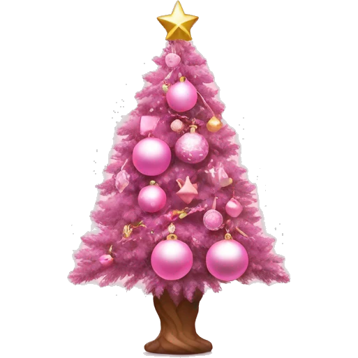 pink themed christmas tree with pink monochromatic ornaments  emoji