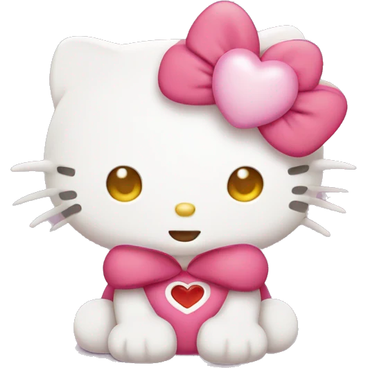 Hello kitty with a hearteyes emoji