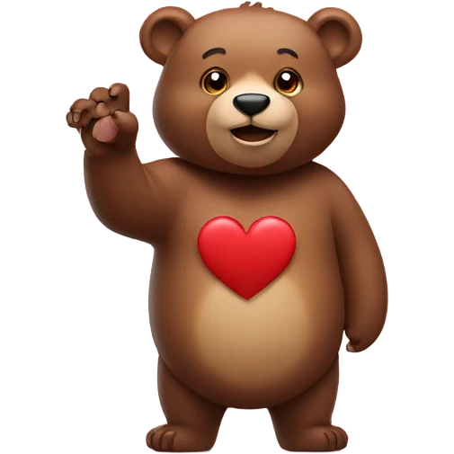 Bear making heart sign emoji