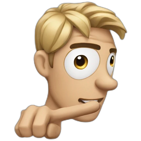 I cool guy trying to show of his jawline by pointing at it emoji