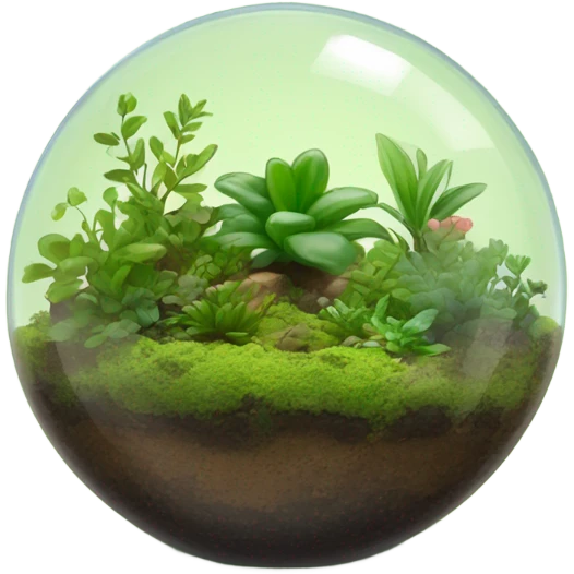 Dome shaped plant terrarium with moss and small plants emoji