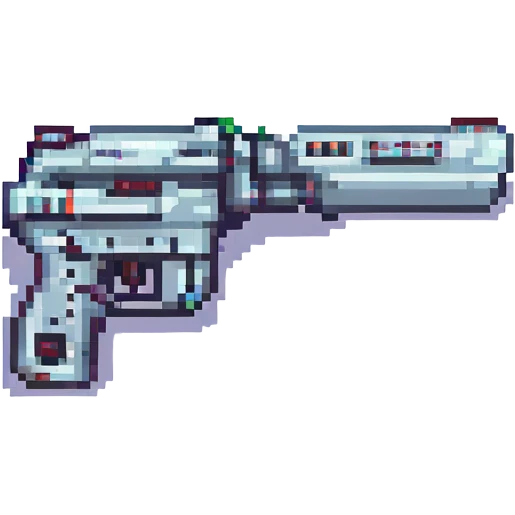 Make the gun look futuristic, keep the pixel art style, with no background. emoji