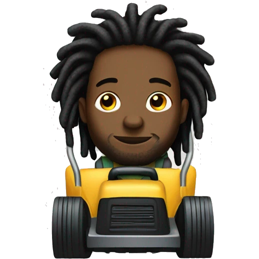Black man with dreads on lawn mover emoji