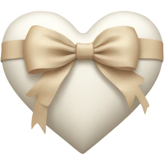 white heart with beige bow emoji
