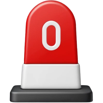 Représente moi une borne kilométrique rouge et blanche le bas est blanc et rectangulaire et le haut est en demi cercle rouge emoji