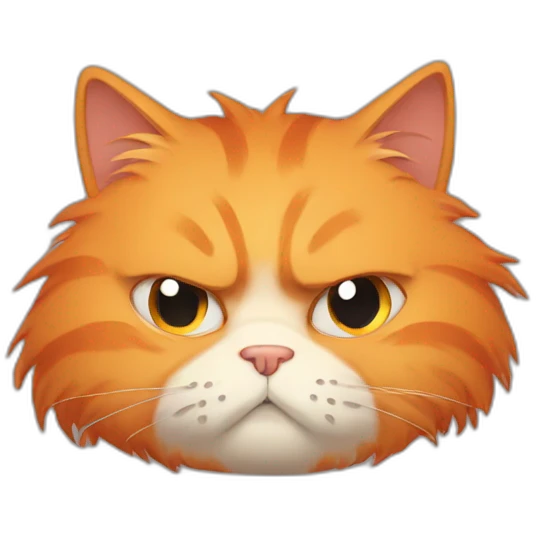 fluffy orange cat in a bad mood emoji