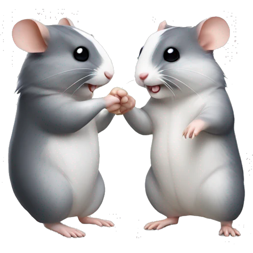 two hamsters giving handshake  emoji