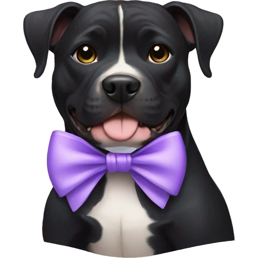 Black Pitbull with lavender bow emoji