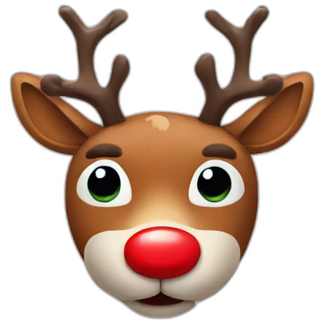 Rudolph head with red nose emoji