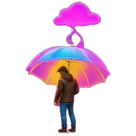 Juicy booty neon sign style man rain emoji