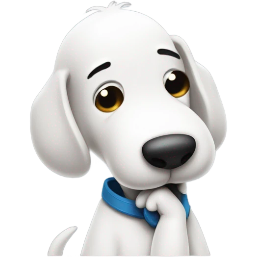 Snoopy holding a phone to ear with a question face  emoji