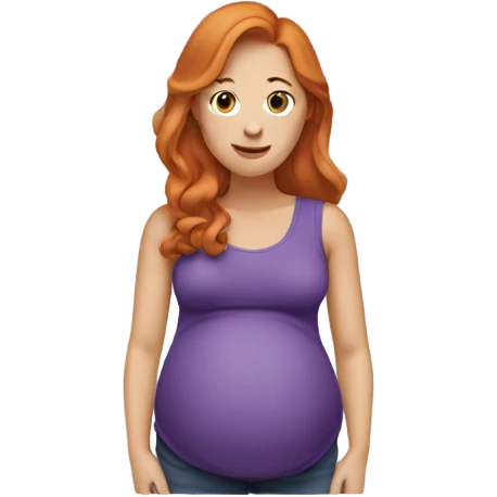 Pregnant woman with purple top and ginger hair emoji