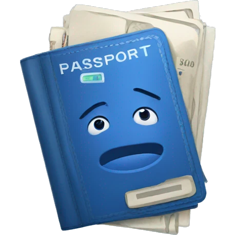 blue passport with the emotion of shock emoji