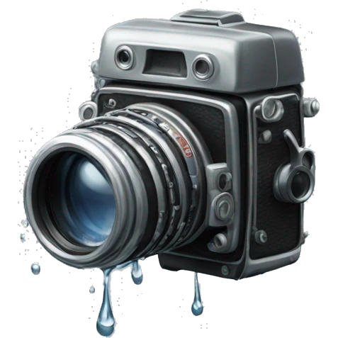 film camera drooling water emoji