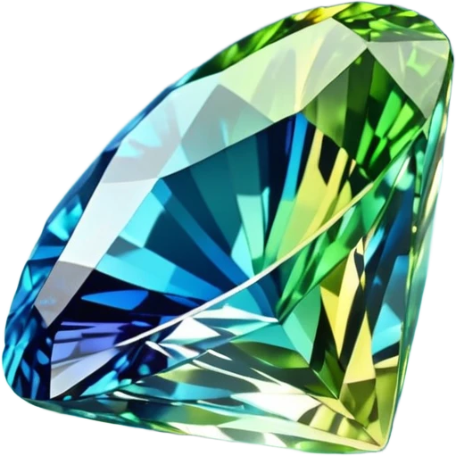 Shifting Blue to Green to Yellow, sparkling realistic still life 3D rendering gemstone emoji
