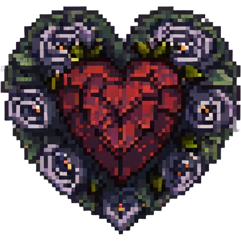 gothic heart with dark roses emoji
