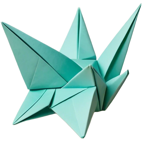 Cinematic Realistic depiction of an elegant origami creation, rendered with delicate paper textures and intricate folds, set on a minimalist background with soft, diffuse lighting that accentuates its artistic precision emoji