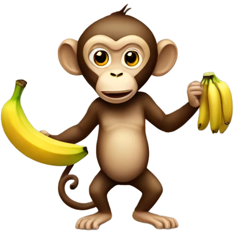 A monkey calling someone on a banana  emoji