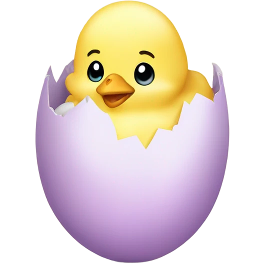 Pastel yellow chick hatching from egg  emoji