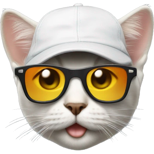 cat wearing a cap and sunglasses filming a hollywood movie emoji