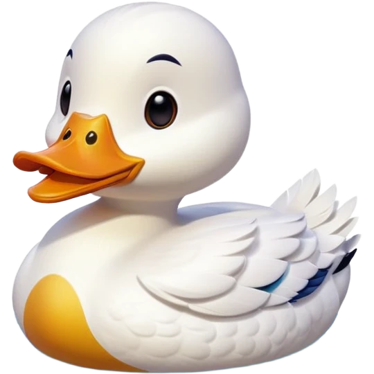 A 3D cartoon duck floating on a calm pond, soft ripples, rounded features, vibrant colors, cute and happy face, Memoji-style lighting. emoji